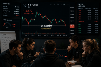 Traders observing as XRP declines towards $1.43