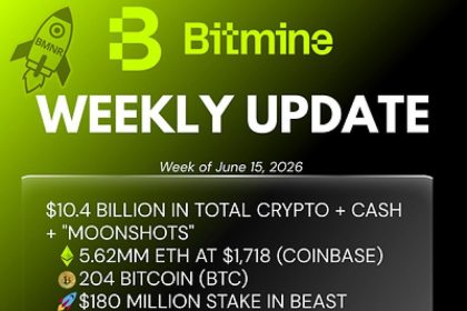 Bitmine Immersion Technologies (BMNR) Announces ETH Holdings Reach 5.62 Million Tokens, And Total Crypto And Total Cash Holdings Of $10.4 Billion