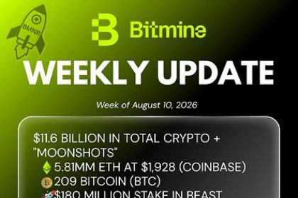 Bitmine Immersion Technologies (BMNR) Announces ETH Holdings Reach 5.81 Million Tokens, and Total Crypto and Total Cash Holdings of $11.6 Billion